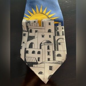 Fornasetti Blue and Yellow Architectural Design Tie